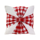GobekUsa Christmas Bow Patchwork Velvet Pillow Cover Set for Festive Home Decor