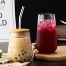 GobekUsa Glass Cup Set with Lid and Straw for Tea Coffee Juice Beer Milk Mocha