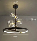 GobekUsa Glass Ball LED Chandelier: Modern Long Pendant Lighting for Living Room and Shop