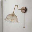 GobekUsa LED Wall Lights Pull Chain Switch Bedside Lamp Amber Glass Modern Stair Light Fixtures