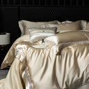 GobekUsa Brocade Lace Edge Egyptian Cotton Bedding Set - 4Pcs