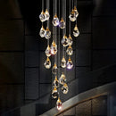GobekUsa Diamond Crystal Chandelier: Luxury Gold LED Lighting for Staircase & Living Room