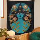 GobekUsa Blue Witches Botanical Tapestry Wall Hanging for Home Room Decor and Aesthetic Magic
