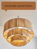 GobekUsa Bohemian Rattan Chandelier: Retro Country Style Pendant Lamps