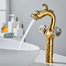 GobekUsa Gold Crystal Double Handle Basin Faucet for Bathroom Sink Mixer Tap