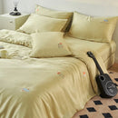 GobekUsa Cartoon Embroidery Comforter Set with Silky Cooling Touch Fitted Sheet - Luxury Rayon Bedding Set