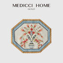 GobekUsa Baroque Flowers Fringe Placemat Set- Luxury Cotton Linen Retro Hexagon Table Mats