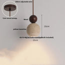 GobekUsa Globe LED Pendant Light Yellow Travertine Stone White Glass Adjust Hang Lamp
