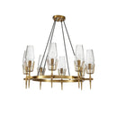 GobekUsa Copper & Glass Chandelier - Luxury Lighting Fixture for Living, Dining, Bedroom - Dimmable