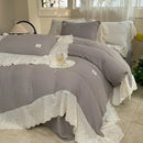 GobekUsa Lace Ruffles Princess Wedding Bedding Set in Pure Cotton Skin-friendly Fabric