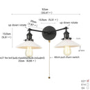 GobekUsa Industrial LED Wall Light Fixture with Pull Chain Switch, 2 Heads Bedside Lamp
