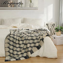 GobekUsa 3D Cube Cotton Knitted Plaid Blanket - Soft and Cozy Nordic Bedspread