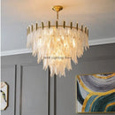 GobekUsa Leaf Glass Pendant Lamp: Modern Luxury Crystal Suspension for Living Room, Restaurant, Bedroom.