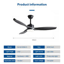 GobekUsa 52" Pure Copper DC Ceiling Fan with Remote Control, ABS Blades, 35W LED Light