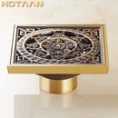 GobekUsa Antique Brass Flower Art Bathroom Floor Drain Waste Grate