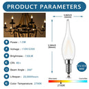 GobekUsa Frosted LED Candle Bulbs 1.5W Dimmable E12 E14 Base Warm White 2700K - Chandelier Decor Bulb