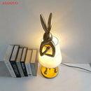 GobekUsa Bathing Rabbit Resin Table Lamp for Living Room and Bedroom Decor