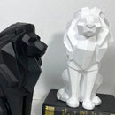 GobekUsa Lion Resin Art Statue: Morden Geometry Figurine for Home Office Decoration
