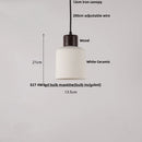 GobekUsa Ceramic LED Pendant Light Fixture Minimalist Wood Decor Hanging Lamp