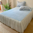 GobekUsa Lace Ruffles Floral Velvet Patchwork Duvet Cover Bedding Set