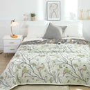 GobekUsa Japanese Cotton Single Bedspread with Pillow Towel - Floral Birds Design