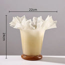 GobekUsa Lotus Leaf Edge Glass Vase: Table Flower Arrangement Room Decor Aesthetic