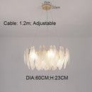 GobekUsa Gold Feather Chandelier LED Pendant Light for Home Decor