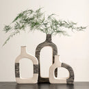 GobekUsa Geometric Stripes Ceramic Flower Vase for Home Decoration and Flower Arrangements