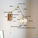 GobekUsa Cube Glass LED Wall Sconce Walnut Wood 2 Arms Rotatable Mirror Light