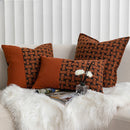 GobekUsa Caramel Color Velvet Sofa Pillowcase with Geometric Panelled Cushion Cover