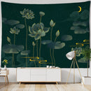 GobekUsa Koi Lotus Ink Tapestry Wall Hanging - Bohemian Aesthetics Home Decor