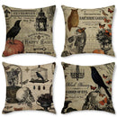 GobekUsa Halloween Pillowcase Set - Festive Sofa Cushion Covers with Pumpkin Cat Witch Hat Print.