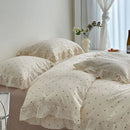 GobekUsa Korean Floral Lace Duvet Cover: Luxury Soft Quilt for Queen King, Breathable Home Decor
