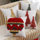 GobekUsa Christmas Tree Gold Green Red Tufted Pillow Cover 45x45cm Home Decoration