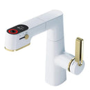 GobekUsa LED Basin Faucet Pull Out White Gold Water Mixer Sink Tap