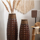 GobekUsa Bamboo Woven Vase Rattan Flower Glass Arrangement Dried Flower Basket Living Room Decor