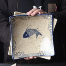 GobekUsa Japanese Fish Print Ceramic Tableware - Special-shaped Large Dinner Plate Set