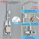 GobekUsa Black Brass Shower Faucet Set with Rotatable Tub Spout and Rain Shower Column