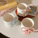 GobekUsa Bowknot Ceramic Mug & Saucer Set - Tea, Coffee, Juice Cup for Dining Table