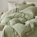 GobekUsa Lace Edge Cotton Bedding Set for Soft Skin with Duvet, Sheets, and Pillowcases