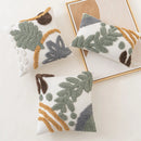 GobekUsa Leaf Embroidered Boho Tufted Cotton Canvas Cushion Cover for Sofa Living Room
