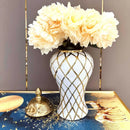 GobekUsa Gold Diamond Porcelain Vase: Elegant Ceramic Home Decoration & Storage Jar