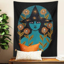 GobekUsa Blue Witches Botanical Tapestry Wall Hanging for Home Room Decor and Aesthetic Magic