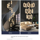 GobekUsa Gold Acrylic Chandelier LED Pendant Light Modern Staircase Bedroom Living Room Decor