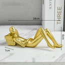 GobekUsa Golden Thinker Reader Man Resin Figure: Abstract Home Decor Figurine