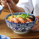 GobekUsa Blue and White Retro Ceramic Soup Noodle Bowl