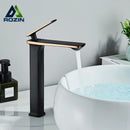 GobekUsa Black Rose Gold Basin Faucet: Modern Deck Mounted Sink Mixer Tap for Luxury Bathrooms