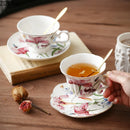 GobekUsa Iris Pattern Porcelain Gilded Mug Set for Stylish Tea & Coffee Enjoyment