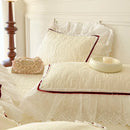 GobekUsa Lace Ruffles Bedding Set: 4pcs Solid Color Princess Quilt Cover, Bed Skirt, 100% Cotton Pillowcase