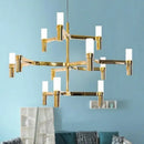GobekUsa Crown Major Chandelier G9 Luxury Foyer Chandelier, White Gold, Chrome Metal
